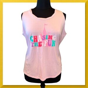 DISNEY PARK Sleeveless Fantasyland Castle Graphic Tee - Pink Plus 1X